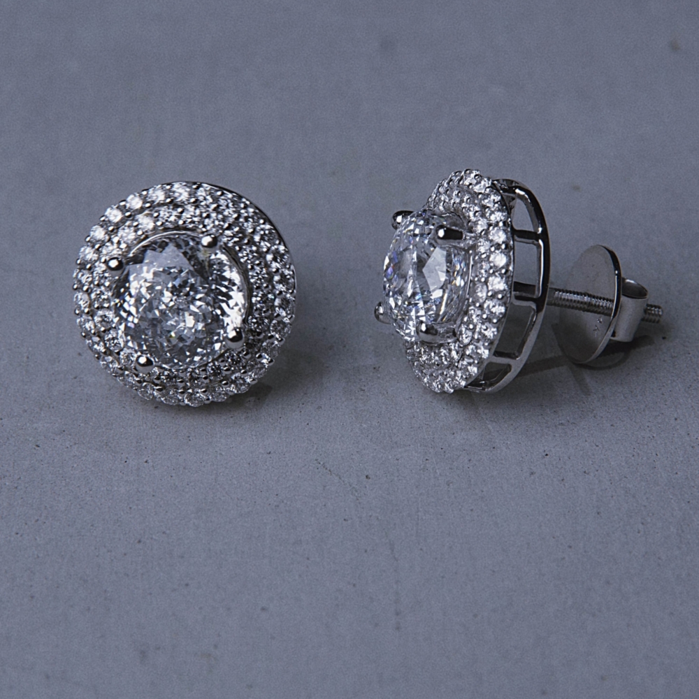 Fusion Halo Diamond Studs (2 carat Portuguese Cut Center each)