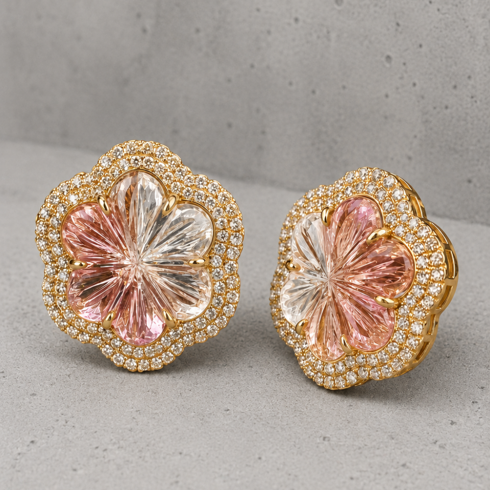 Blush Bloom Bi-Colour Diamond Stud Earrings