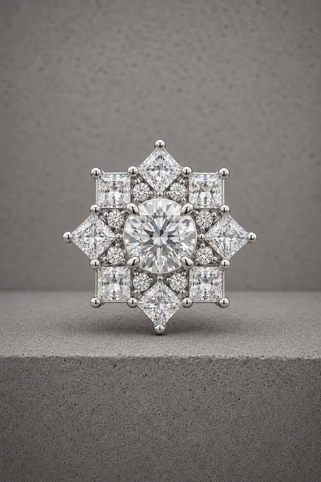Celestial Star Princess-Cut Diamond Cluster Stud Earrings - Image 3