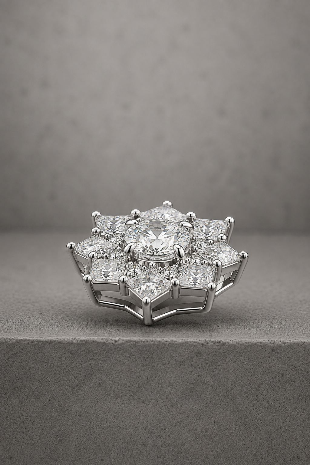 Celestial Star Princess-Cut Diamond Cluster Stud Earrings - Image 4